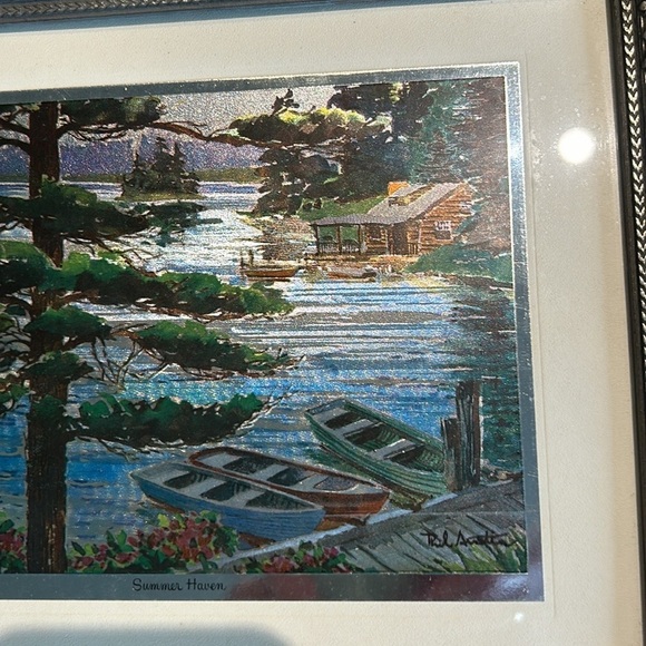 Vintage Phil Austin Framed Etched Foil Summer Haven Print signed. 8x10 - Picture 2 of 7